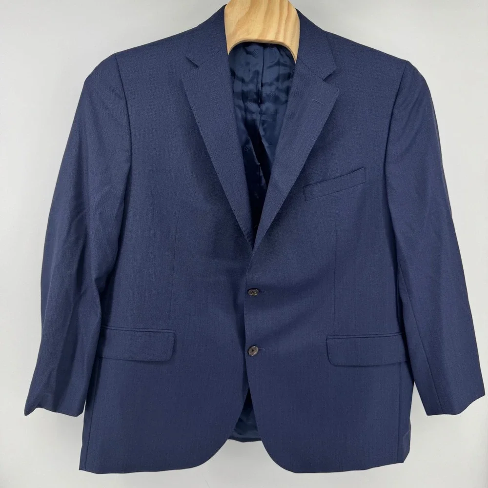 David Donahue Ryan CT Blue 100% Wool Blazer Sport Coat Men 48R Made in Canada